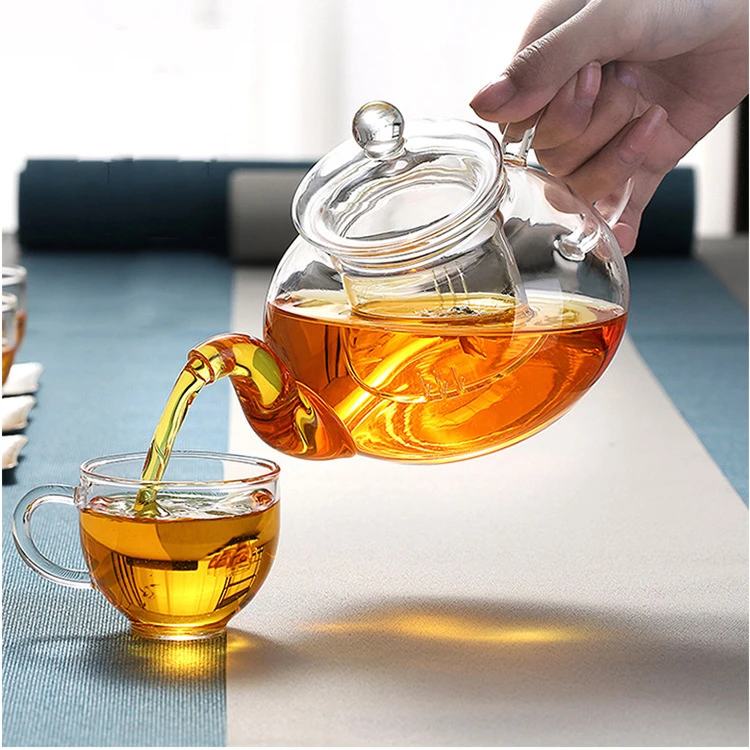 400ml/600ml/800ml/1000ml wholesale glass teapot with steel filter transpare heat resistant glass teapots with glass infuser