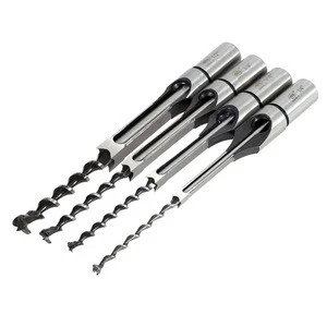 4pcs Professional Twist drill bits set Woodworking tools Mortising Chisel Set Square Hole Extended Saw Set 1/4-1/2 Inch