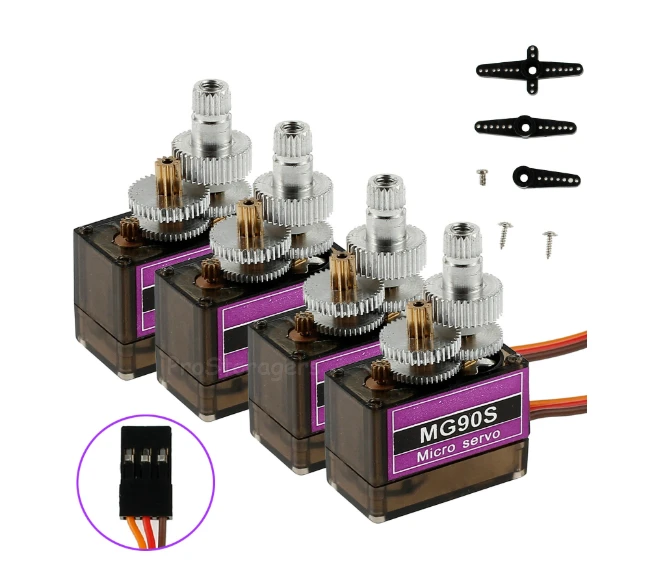 4x mg90s Micro Metal Gear MOTO Servo 9g is suitable for remote control aircraft, helicopters, boats, automobiles and USA