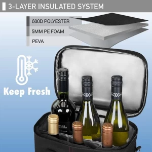 6 Bottle Carrier Tote Insulated Padded Cooler Bag