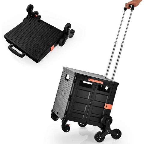 6 Wheel climbings tair  mini folding luggage supermarket foldable small portable plastic shopping cart trolley
