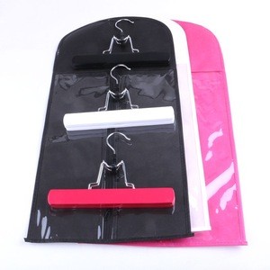 60cmx30cm Nonwovens hair extension storage garment bag with hanger black white pink color for human hair weft and clip in hair