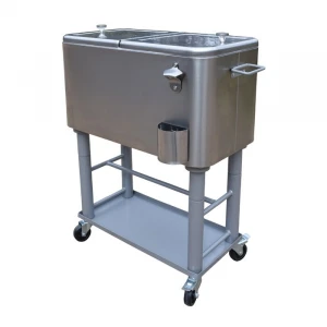 60qt stainless steel party Rolling Cooler Beverage Cart Ice Cooler cart