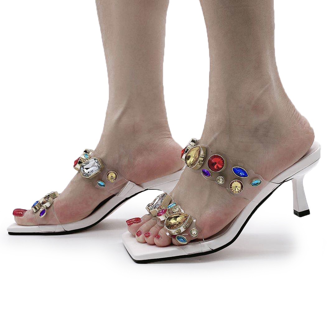671-3 Rhinestone Formal Slippers Party Dress Women Shoes Ladies High Heeled Shoes
