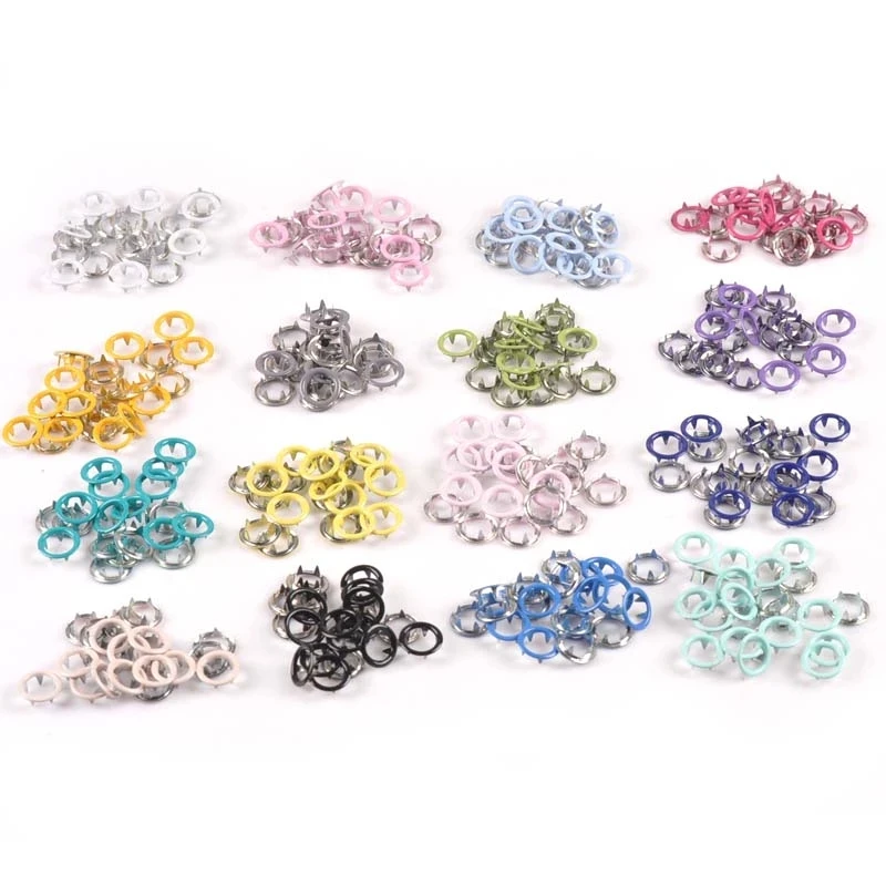 9.5mm Metal Five-prong Buckle Fasteners Press Button Snap Buttons Baby Clothes Sewing Accessories