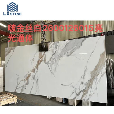 Buy 9mm Calacatta White Sintered Stone Porcelain Polished Glazed Marble ...