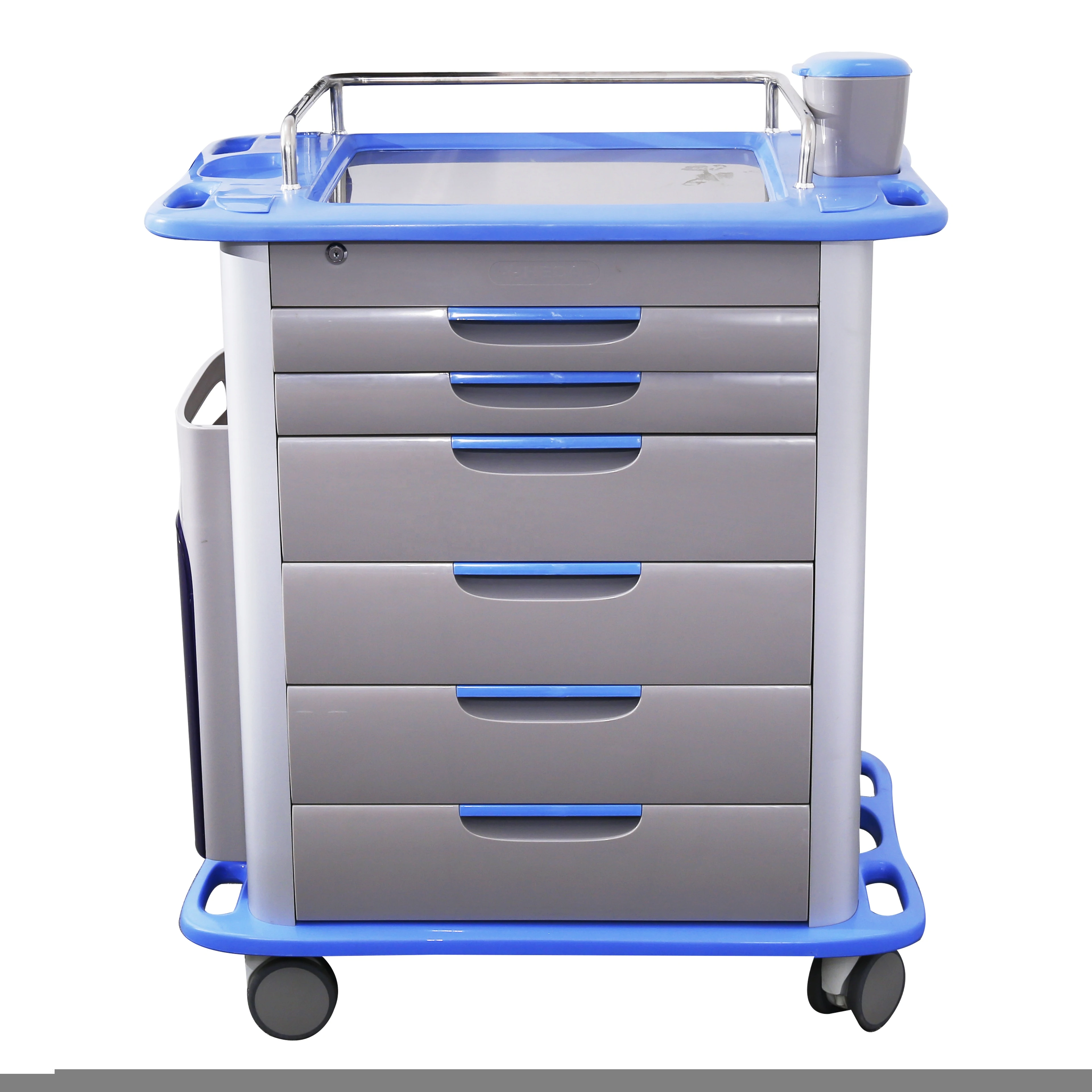 ABS Double-side Drawers Medicine Trolley trash cart