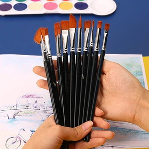 Acrylic Paint Brushes set 12 Pcs Round Pointed Tip Nylon Hair Professional Paint Brushes  for Oil Watercolor Painting Artist kit