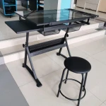 Adjustable Glass Top Drawing Rolling Drafting table