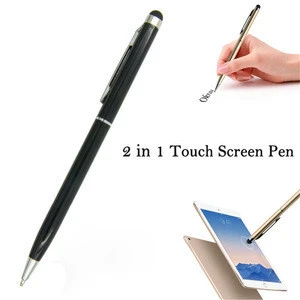 aluminum alloy Universal 2 in 1 Touch screen Capacitive Stylus Pen With Ball Point Pen For ipad iphone samsung