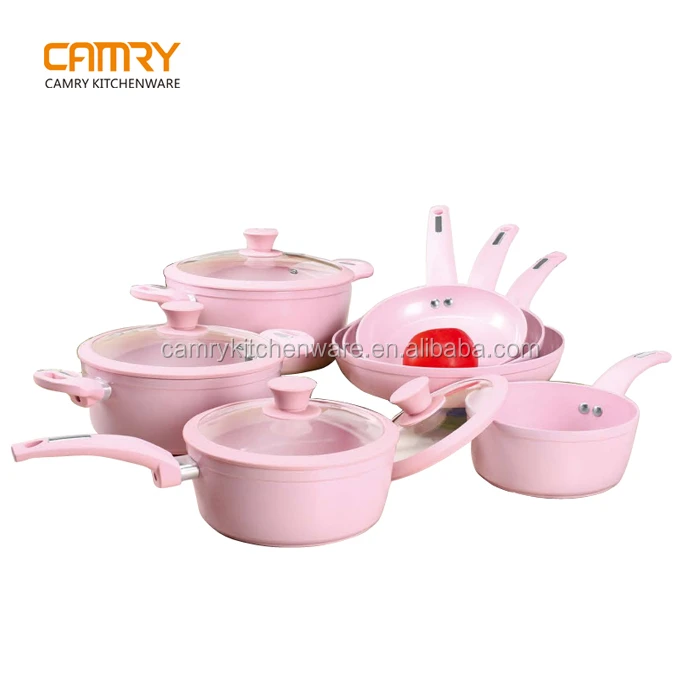 Aluminum pink ceramic coating royalty line cookware