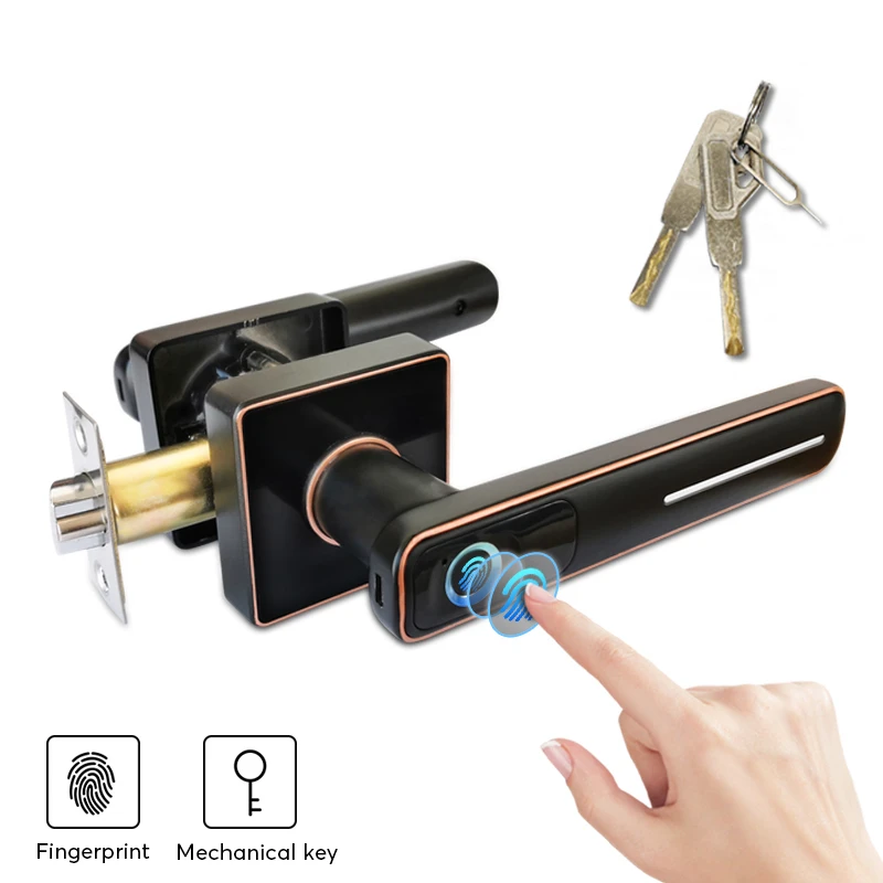 Amazon best-selling home and office security fingerprint biometric with mechanical key electronic door handle Lock Smart Lock
