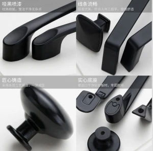 American Style Black Cabinet Handles Solid Aluminum Alloy Kitchen Cupboard Pulls Drawer Knobs Furniture Handle Hardware
