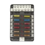 Amomd 12 Way DC 32V Fuse Block Mega Terminal Block Fuse Holder Box With 12 Way Negative Bus Bar
