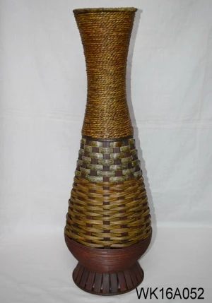 antique bamboo wood vase home decoration