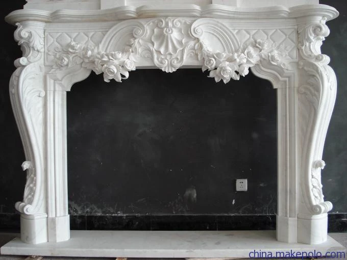 Antique White Electric Fireplace Indoor Hand Carved Marble Fireplace China Manufactory Fireplace Supplier