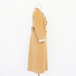 Autumn/winter classic camel lapel double-row buckle waist loop embellished high - end cashmere wool coat