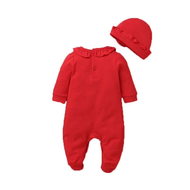Baby Girls Romper+Hat Soild Color Newborn Baby Clothes Spring Autumn Toddler Clothes 0-12 Months