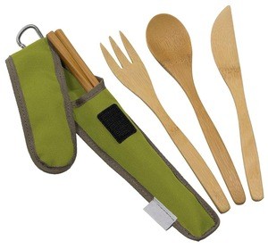 bamboo tableware set fork spoon knife and chopsticks set