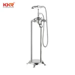 bathroom fittings faucet Filler Stainless Steel Floor Mount Bathtub Shower Faucet with Handheld Sprayer Brushed Nickel