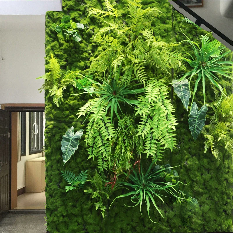 Beautiful tropical style  fireproof artificial plant background wall  interior plastic vertical green grass wall decoration