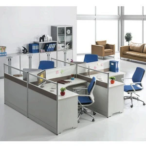 Best-selling L - type 4 - person independent office glass partition workstation with lock drawer desk furniture