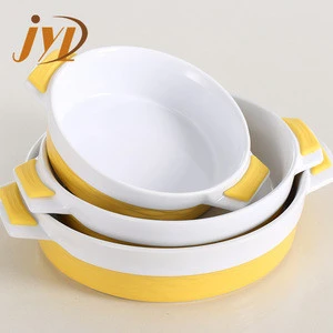 Best supplier ceramic kitchen modern baking dish with handles