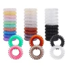 Black Plastic Rubber Spiral Coil Telephone Cord Wire Hair Ties Scrunchies Twist Hair Rings Bands Ponytail Holders Wholesale Bulk