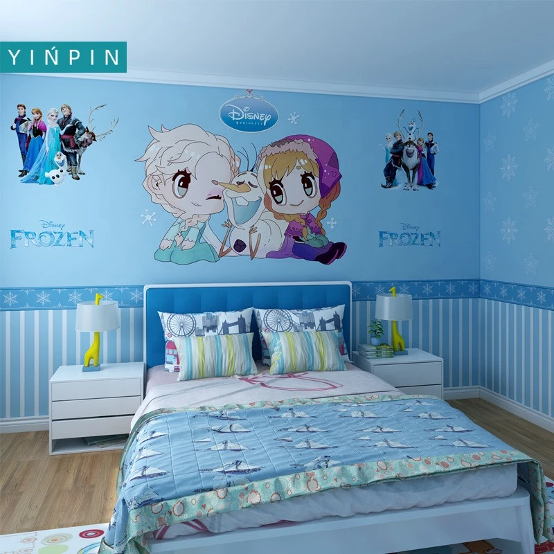 Blue frozen custom waterproof 3d wallpaper  for childrens room