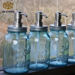 Blue glass mason jar soap dispenser wholesale