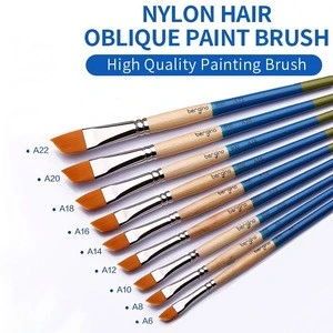BOMAIJIA OEM Nylon Hair Oblique Painting Brush For Watercolor Oil Gouache Acrylic Paint Brush Art Supplies
