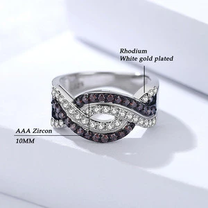 BR005 women 2018 fashion white gold plated cz copper ring jewelry wholesale
