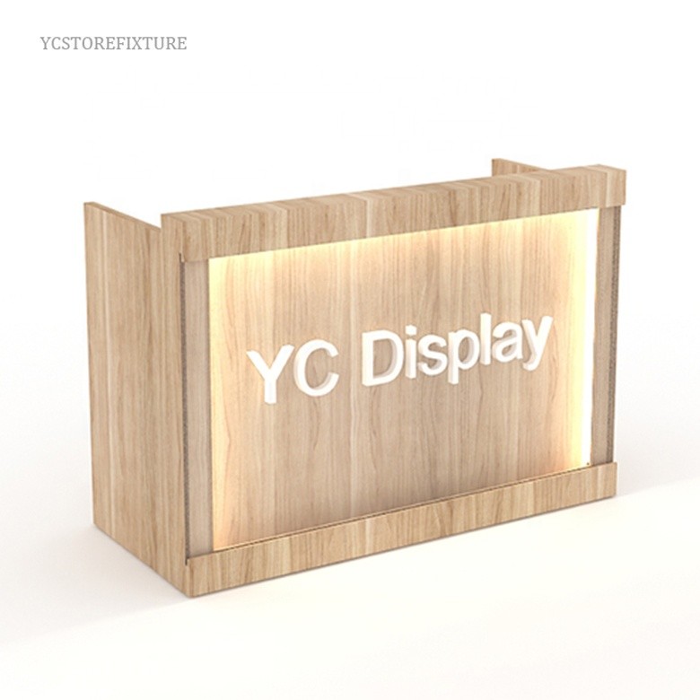 Branded Retail Store Wooden Cashier Desk Checkout Counter