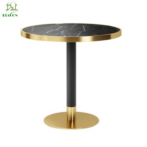 Brushed Antique Luxury Round Discussion real marble top gold stainless steel dining table