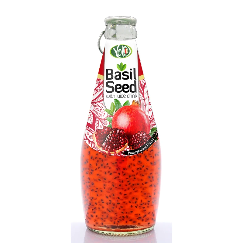 Bulk Pure Juice Not From Concentrat 290ml Glass Bottle Basil Seed Drink with Strawberry Juice Cheap Price