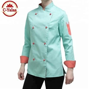 C-Yalaa Uniform Womens Double Breasted Chef Jacket for Restaurant