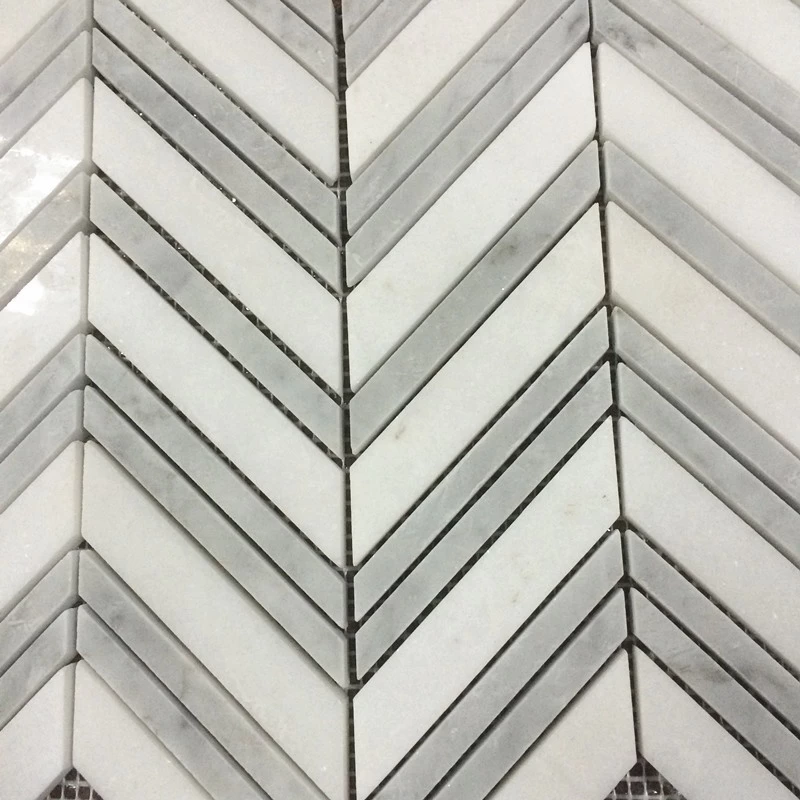 carrara mix white chevron tile marble mosaic for wall or floor