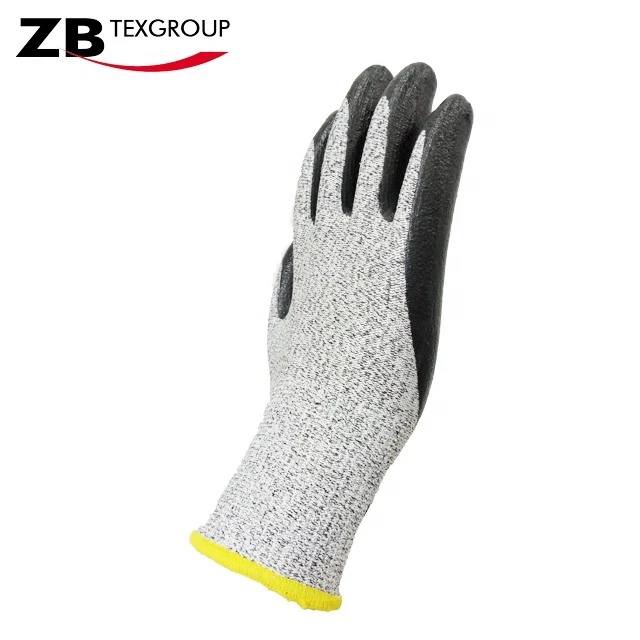 CE EN 388 13G hppe pu palm coating anti cut level 5 working safety gloves