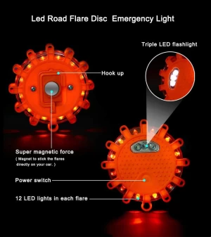 CE ROHS Wholesale Multi-colors Cheap 3 pack Plastic Emergency Disc Safety Flashing Lights, Traffic Signal Light Led Road Flares