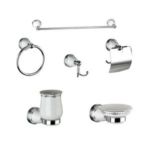 Ceramic Bathroom Accessory Sets of 6 Pieces , Zinc Alloy, Towel Bar Towel Ring Towel Hook Toilet Paper Holder