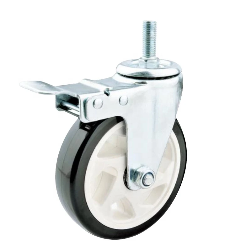 Chair wheels Medium Duty rubber wheel 5 inch PU universal brake rollerblade caster wheels
