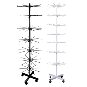 Cheap hat/sandal/spinning/wire mesh hook/cosmetic display shelves adjustable brand metal display racks with wheels