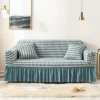 Cheersee plaid Jacquard Non-Slip Protector Shield Lotus Leaf Skirt Stretch slipcover 3 2 1 couch set Sofa Cover for sofa