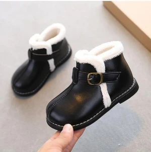 Children Waterproof Fashionable Warm Fur Lining Snow Boots for Kids