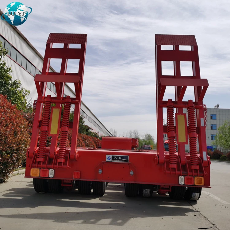 China 3 Axles 4 Lines 8 Axles 80T 100T Lowbed Lowboy Low Loader Truck Trailer Hydraulic Low Bed Trailer