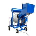 China 800L self-loading concrete mixer 4KW 3 phase electric motor cement mixer machine 4 wheels with water tank