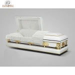 China factory dual-tone fire red&ebony finish 20 gauge steel american casket