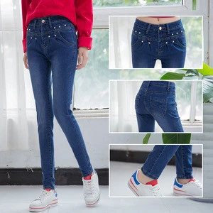 China factory wholesale High Waist Elastic Skinny Woman Jeans