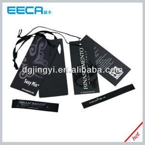 China suppliers black garment hangtag label factory jeans custom kraft paper hang tags with eyelet