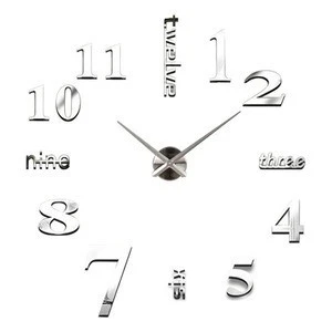 China wholesale hot sale 3d wall clock acrylic mirror modern diy clocks